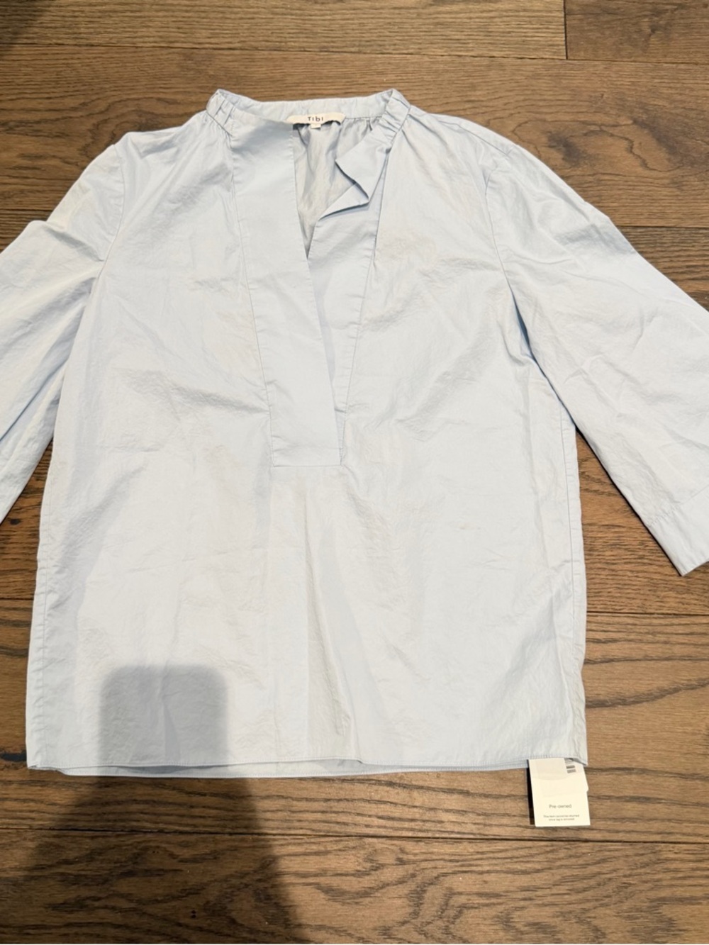 Tibi Pale Blue Collared Blouse